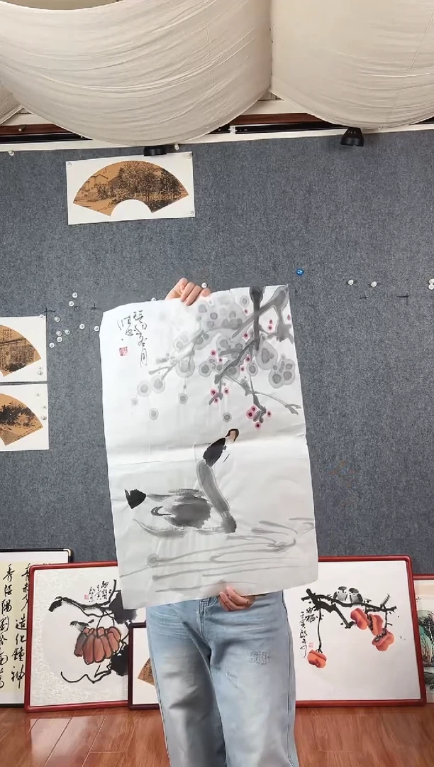 国画李维忠四尺三开花鸟