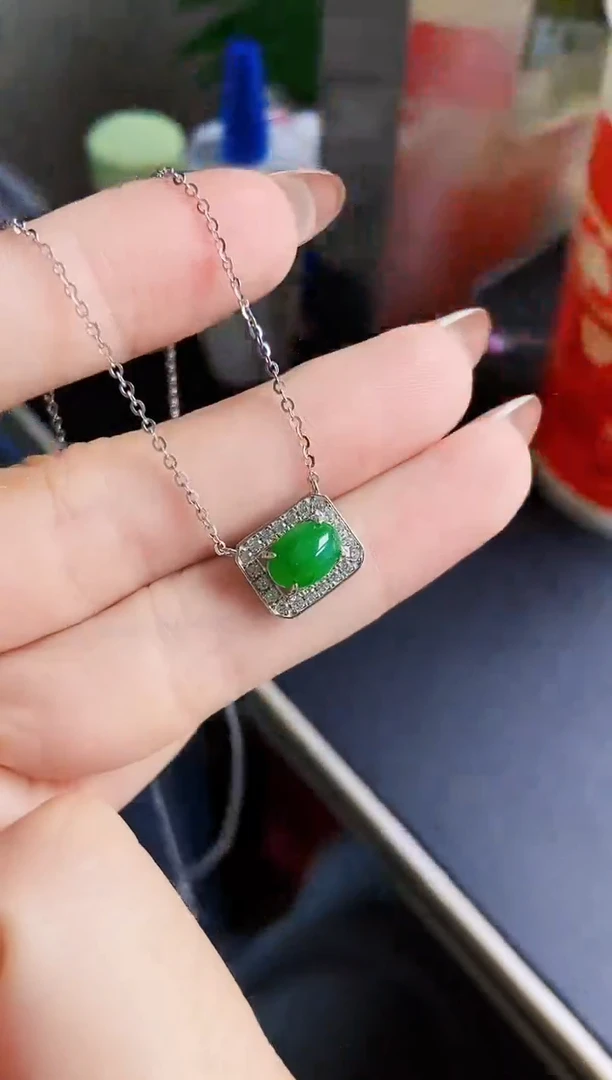 项链银S925镶嵌翡翠12