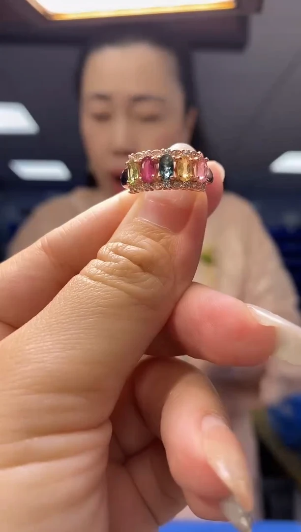 JZ3074银S925镶嵌碧玺JZ3074