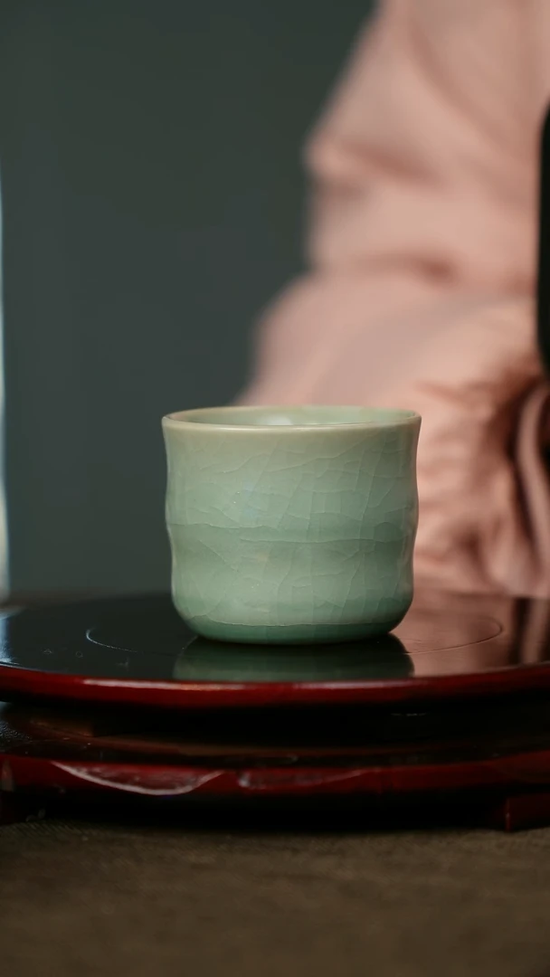 全品 竹节杯 仿古釉