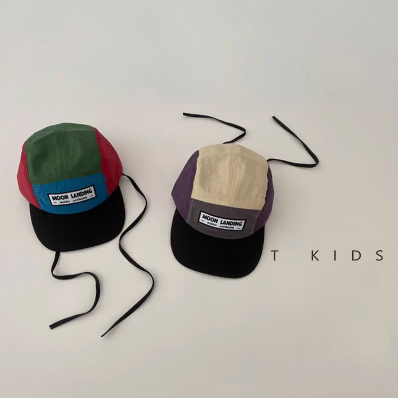 儿童速干鸭舌帽夏季薄款软顶个性系带遮阳帽子潮童宝宝出游棒球帽