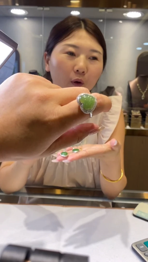 银S925镶嵌戒指和田玉多样性-戒指-0826JY10