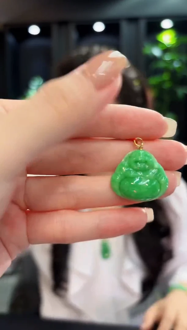 颈饰18K金镶嵌翡翠 缅料A货/支持复检/一件