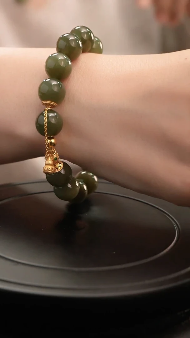 未镶嵌手串和田玉若羌青黄口手串卡12