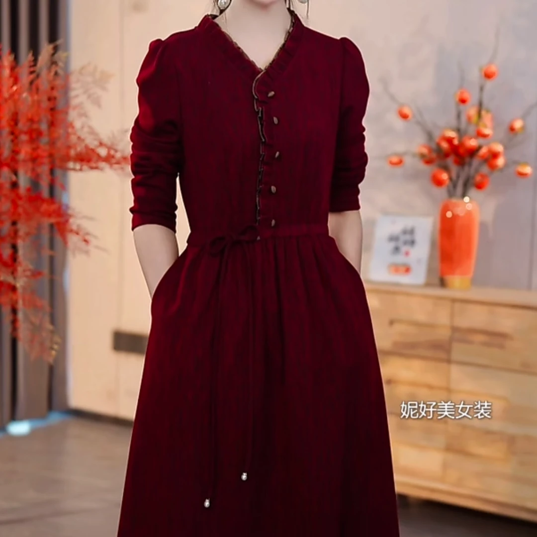 妮好美女装202543早秋气质修身收腰显瘦2025新品连衣裙时尚减龄