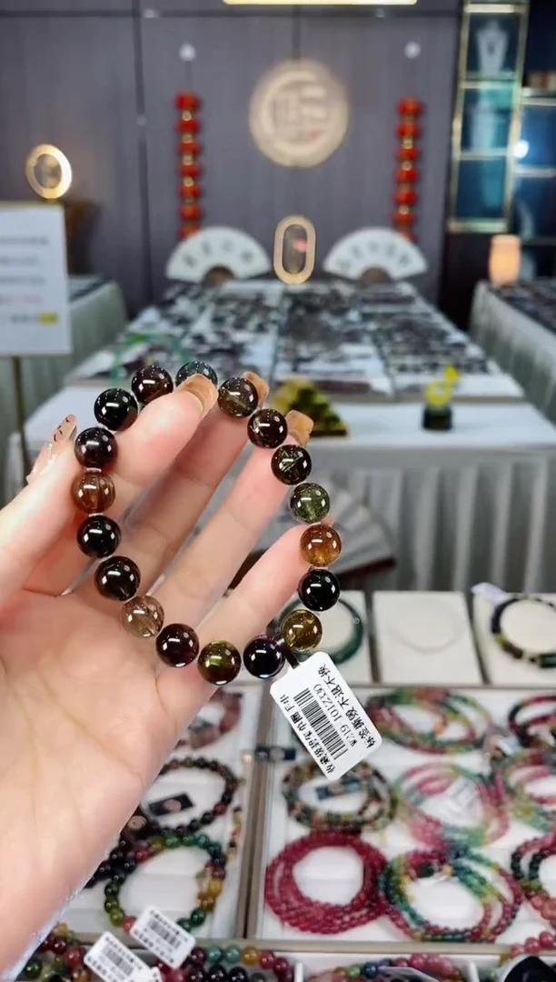 未镶嵌老矿碧玺黑糖净体单圈手串10mm+碧玺dan多样性发货一条