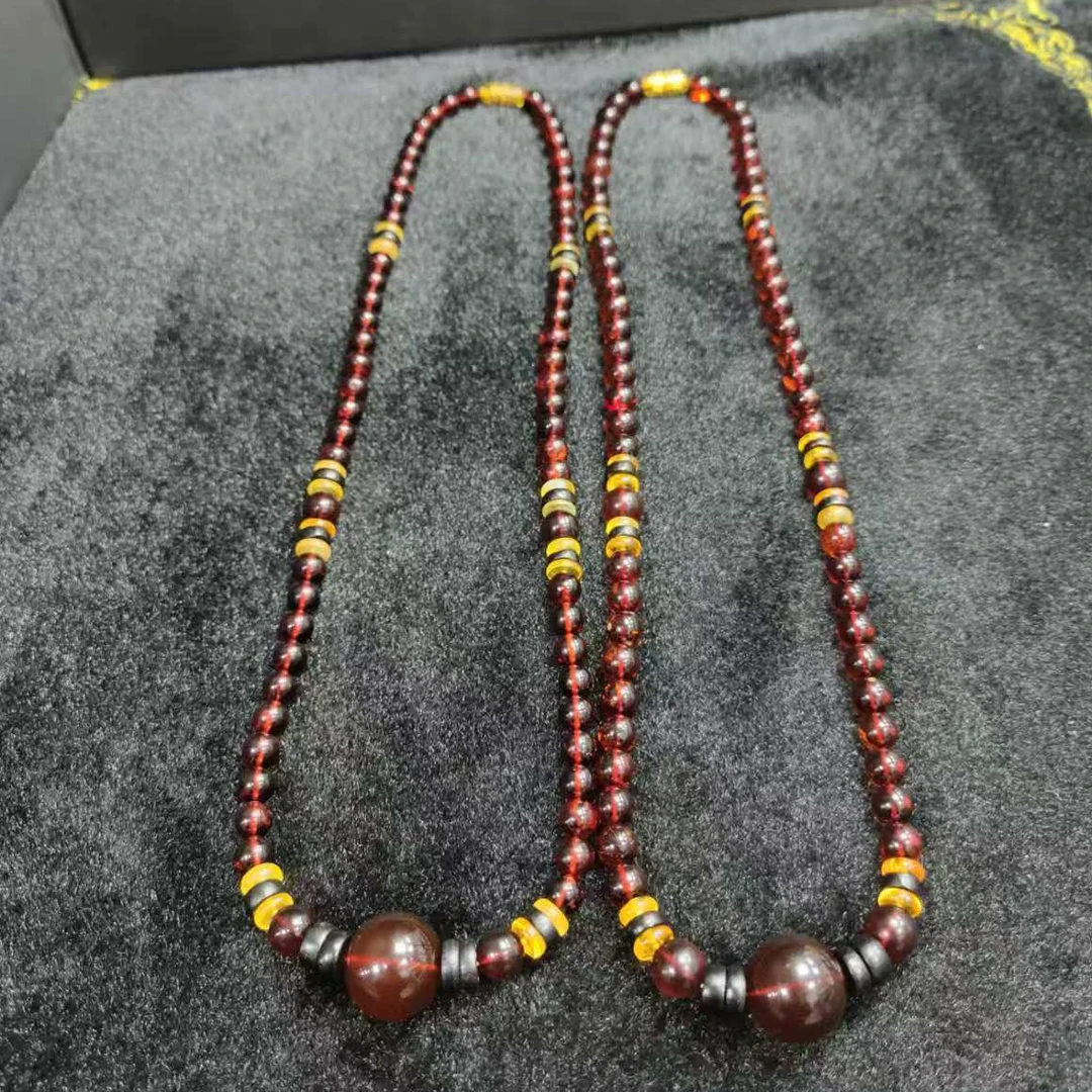 面面来财珠宝q-M2721-琥珀红天血灵珀项链-多样性发其一