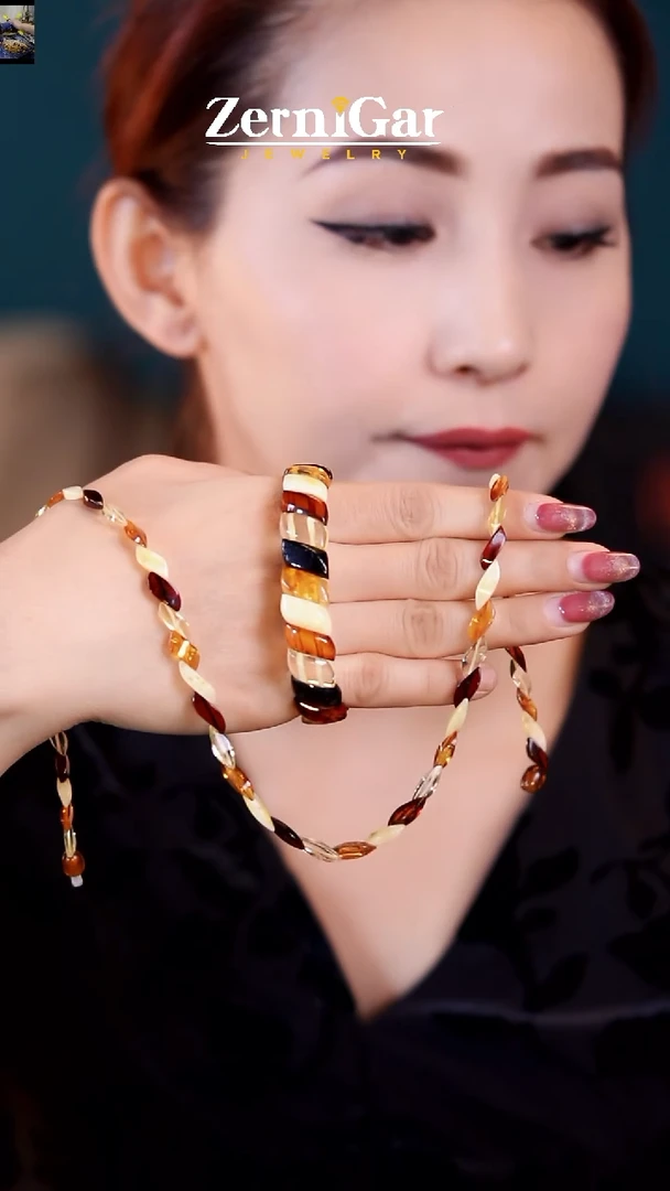 【闪购商品】琥珀颈饰未镶嵌天然琥珀两件套