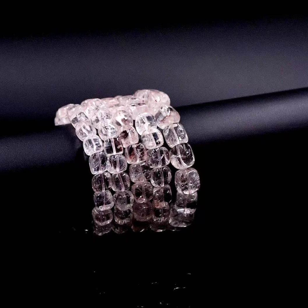 天然粉阿赛彩虹阿赛冰块随型水晶手串G9111尺寸可选-多样性发一