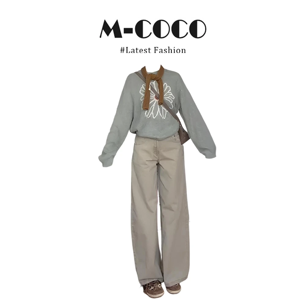 MARIE.COCO新款韩系复古软糯针织毛衫搭休闲宽松阔腿裤秋冬套装女