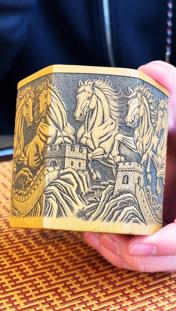 八骏图  六方杯  黄金朱泥  主人杯