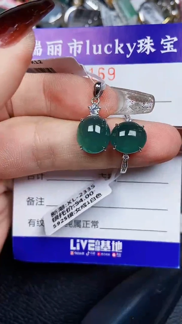 颈饰银S925镶嵌翡翠9169