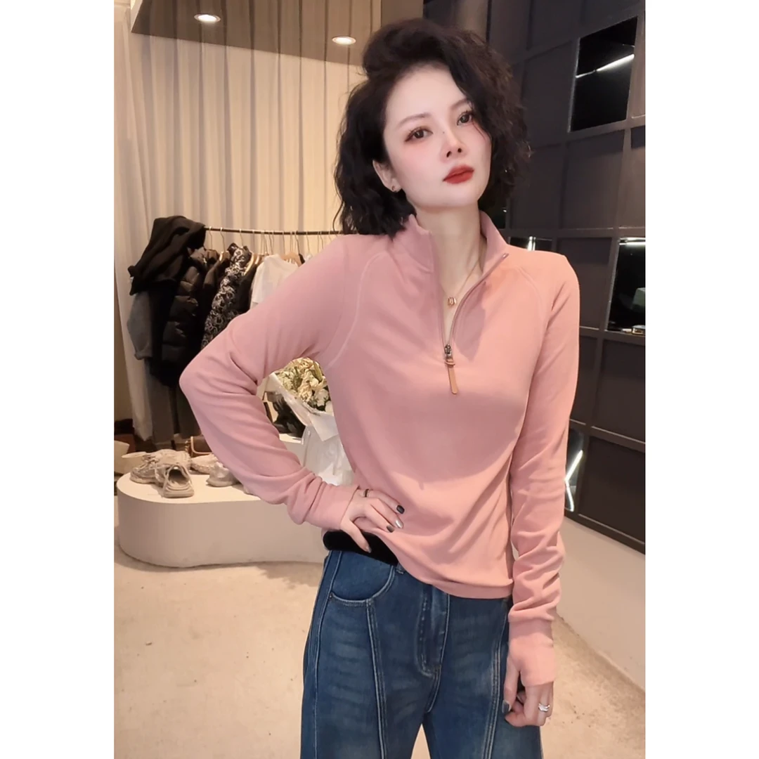 《姚家优麦汇》Y3722秋款拉链设计感时尚百搭长袖显瘦上衣款女