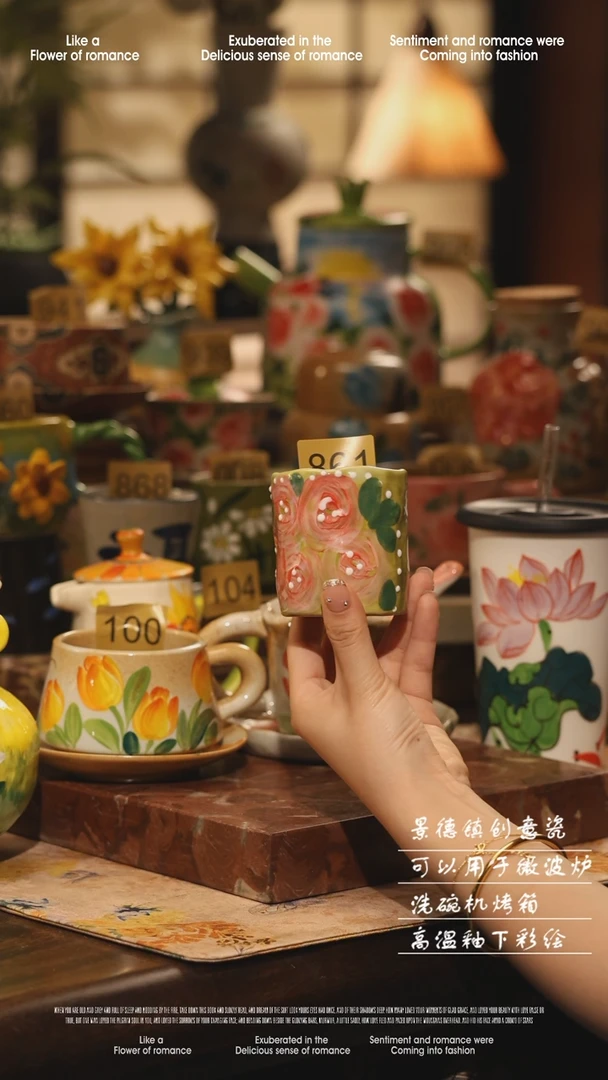 陶瓷861景德镇高温手绘釉下彩设计师款式