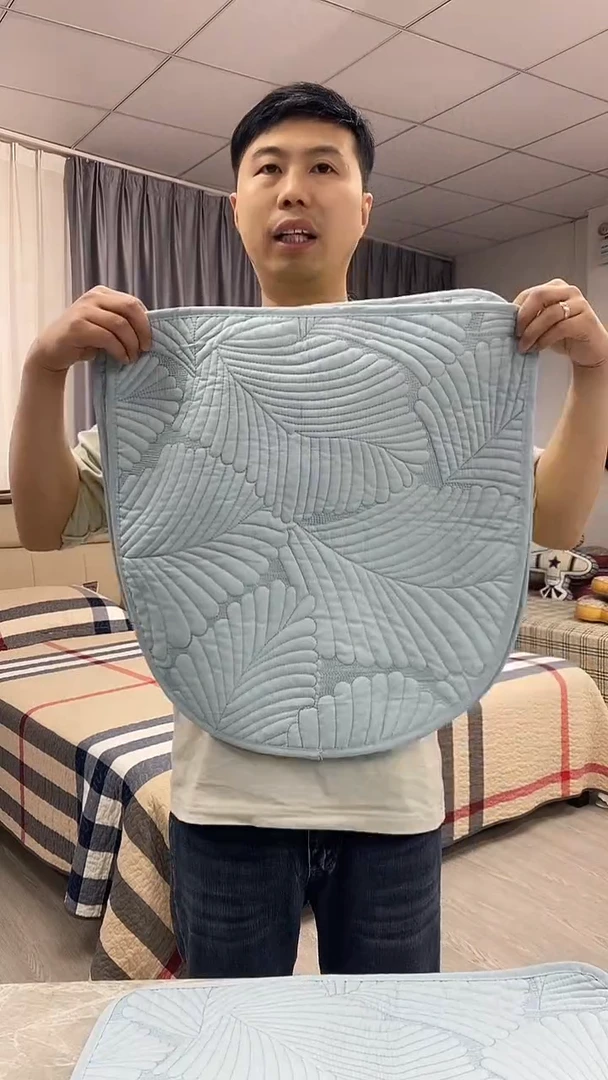 棉蓝色福叶坐垫（4个）