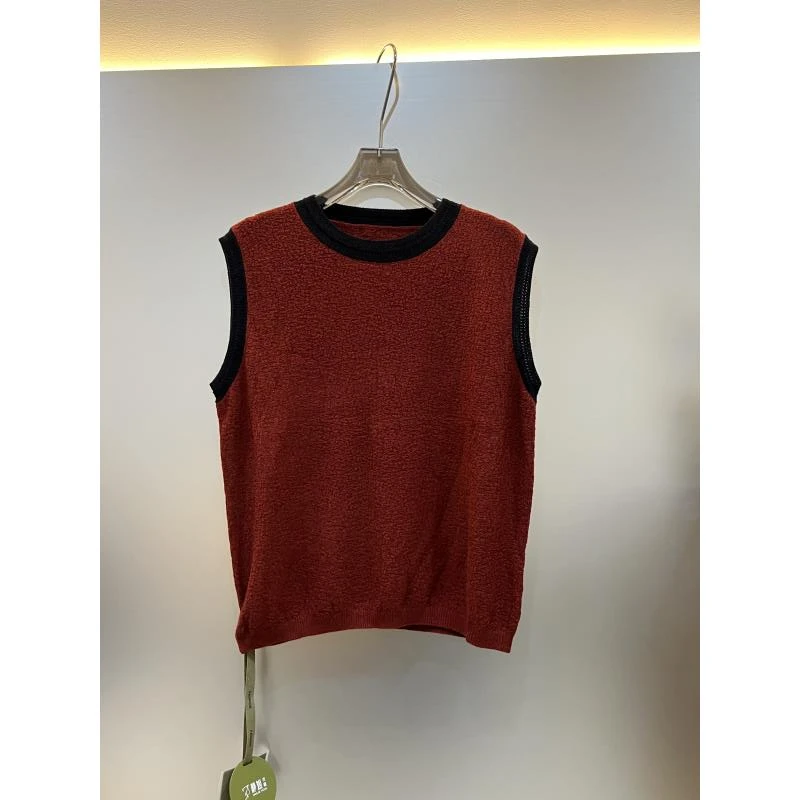 静姐【独特美】~无袖拼接撞色款针织外穿背心0122