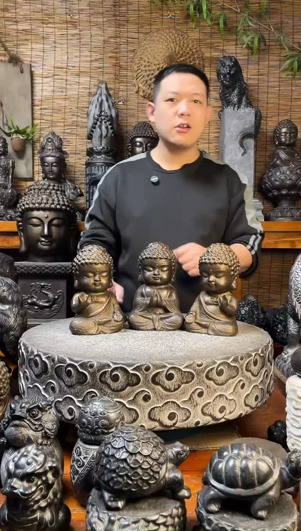 石材22宝宝佛一套天然青石雕刻