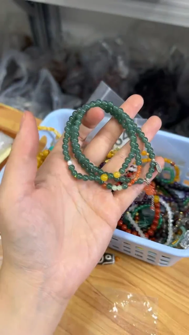 足银镶嵌手链翡翠蓝水翡翠足银设计款多圈[0229]