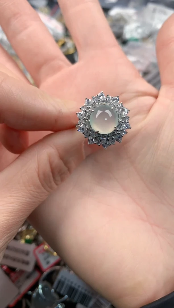 银S925镶嵌戒指翡翠3      1