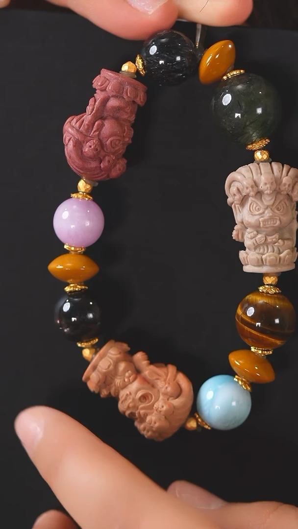 未镶嵌珠宝半成品水晶E2174 阿拉善大黑天 多宝 阵阵 手串