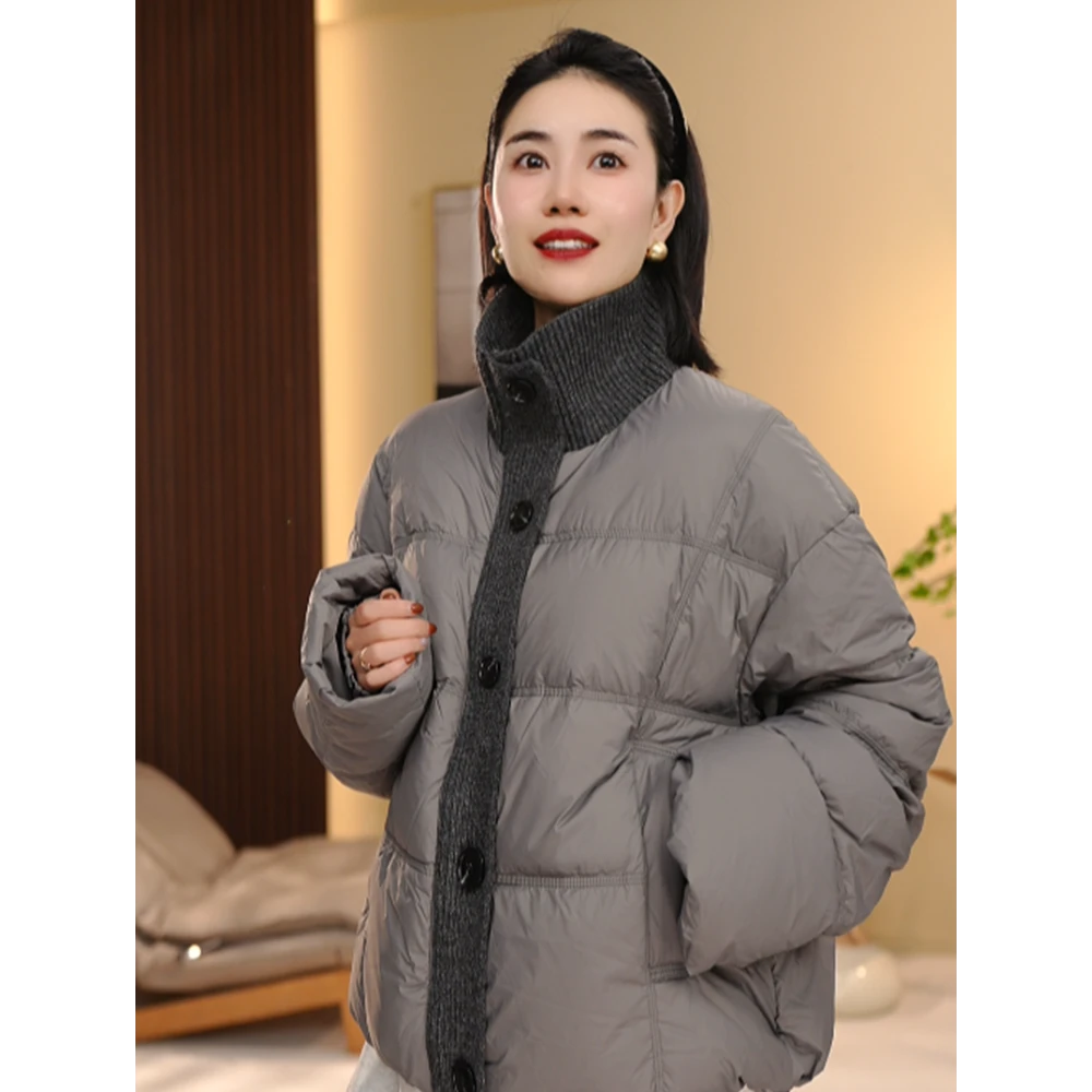 BEIJU 2025新款设计感立领短款加厚保暖宽松面包服棉服外套女8816