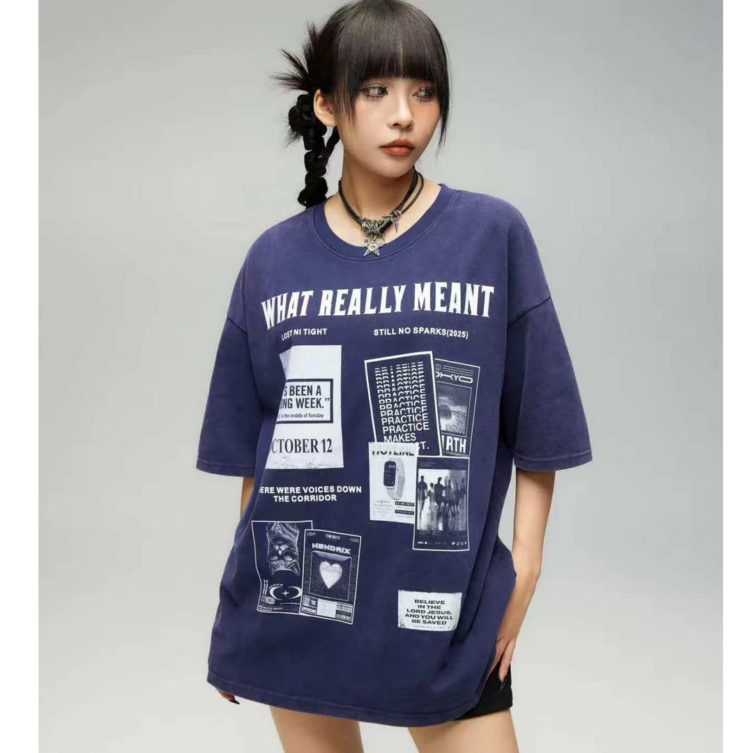 早春新款萝茜妮嫚常规百搭感情侣韩版大版型时尚半袖圆领短袖T恤