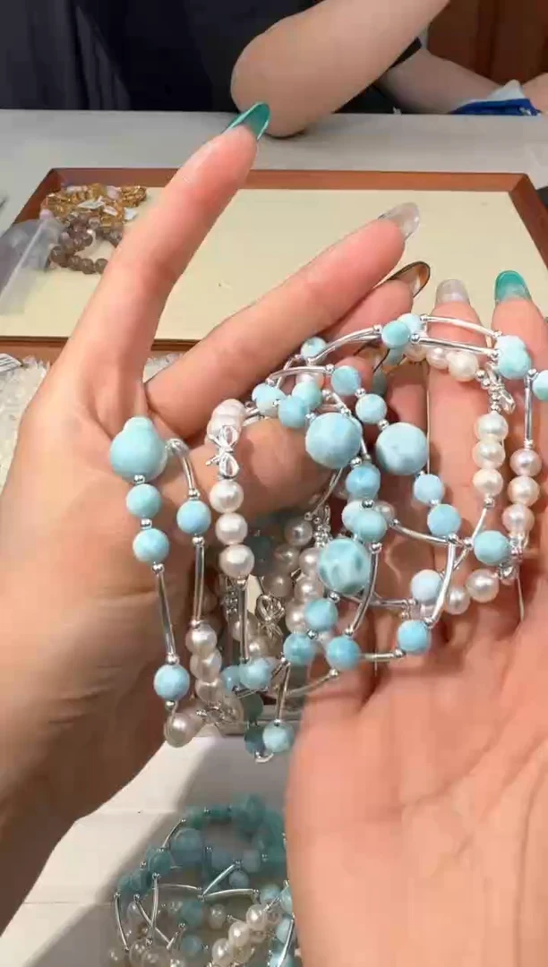 【闪购商品】水晶手链银S925镶嵌【默认黑点】A006海纹弯管顶珠款