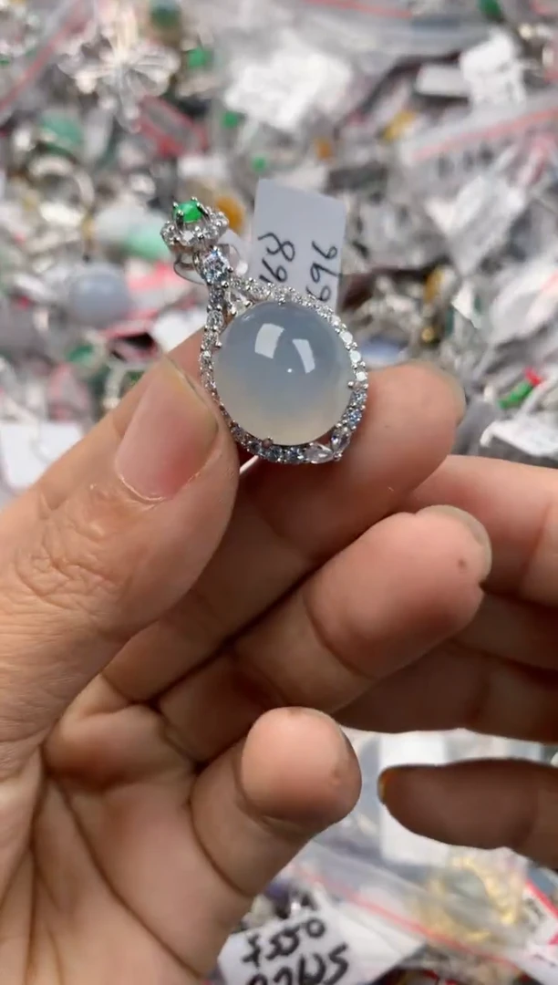 银S925镶嵌戒指翡翠666----7