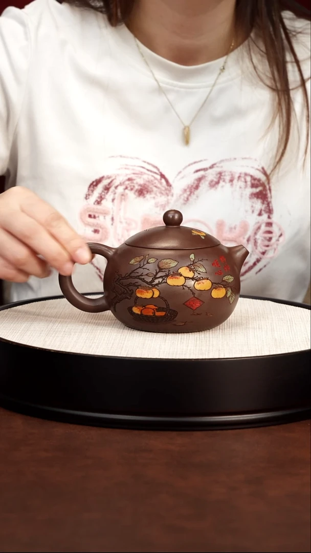 茶壶紫砂 事事如意西施壶 龙山古乌泥 梅付春