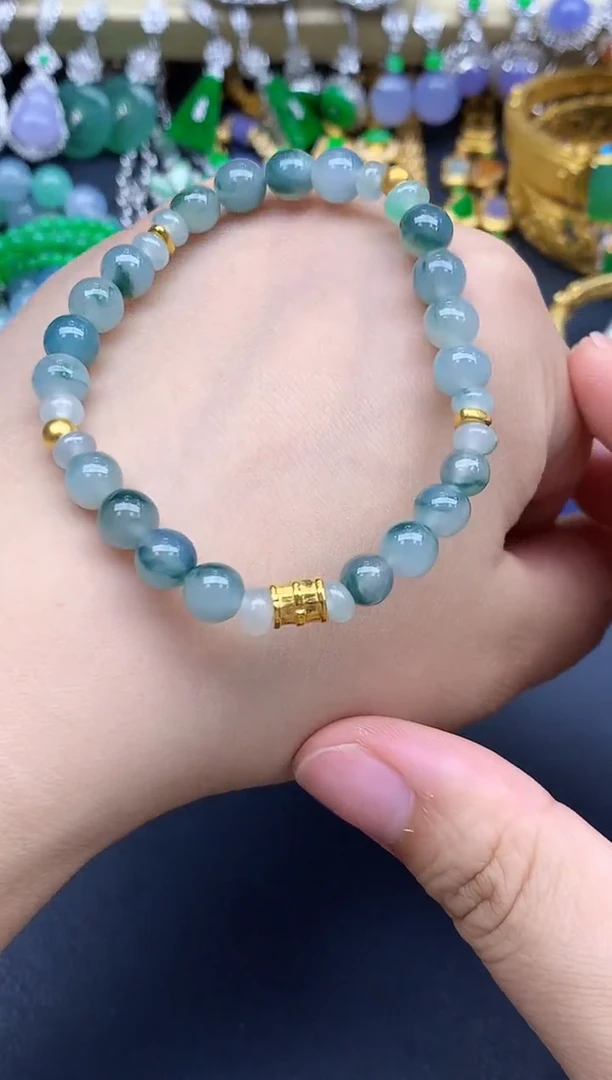 足金镶嵌手链翡翠567-中国好珍宝