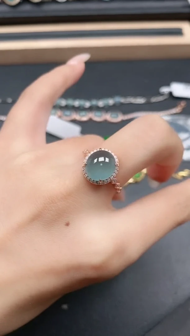 翡翠戒指银S925镶嵌111111