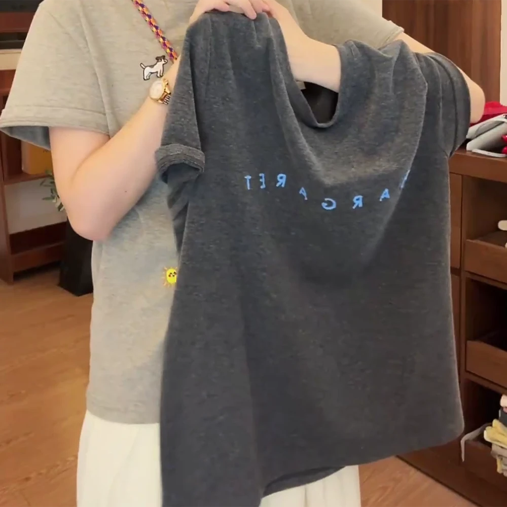 【ARG】夏季新款韩系正肩T恤女小众时尚百搭C5572