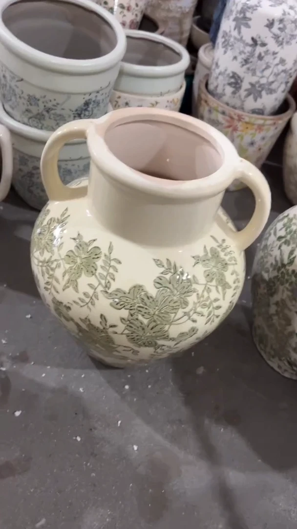 【闪购商品】陶瓷花盆高28.5cm内口10.5cm