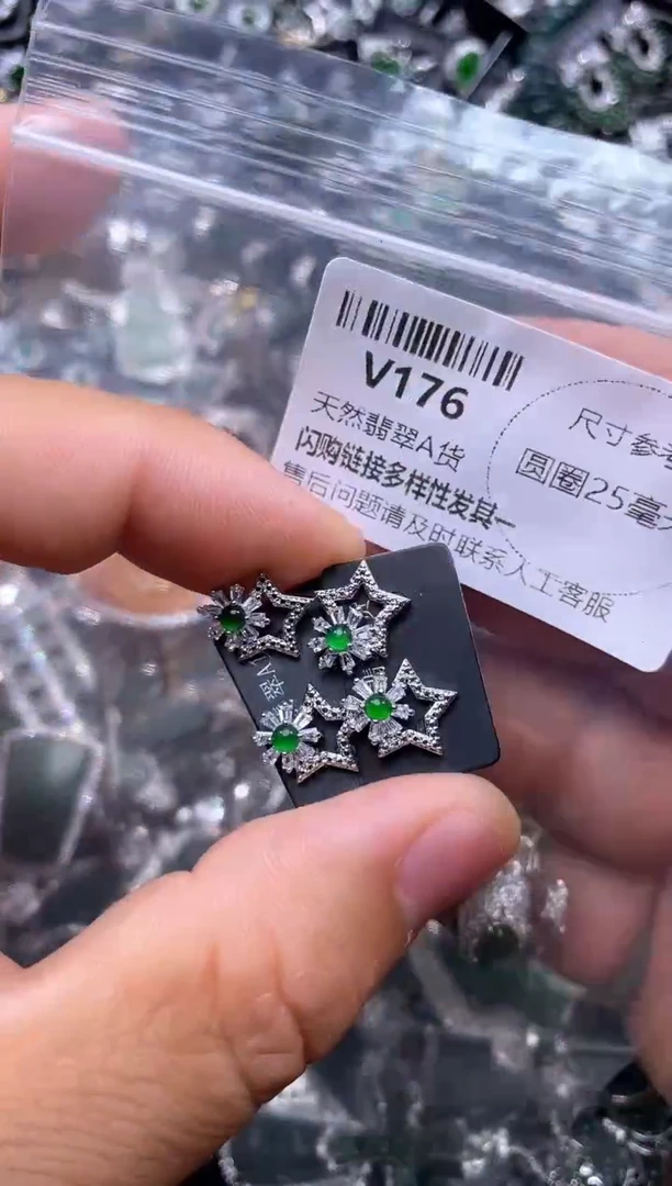 【闪购商品】翡翠颈饰未镶嵌V176耳钉 多样性发其一