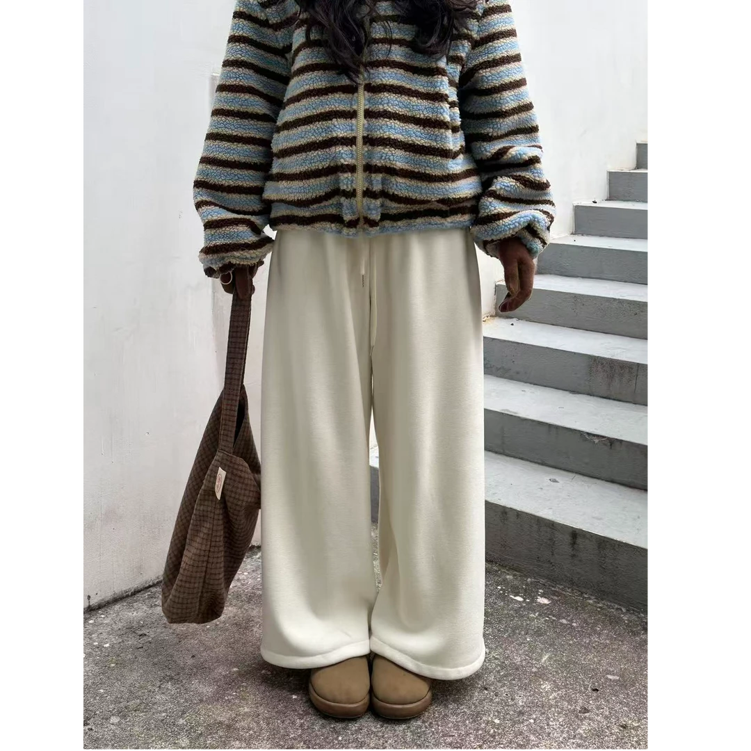 自制【麻薯糯唧唧】卫裤加绒加厚慵懒显瘦直筒阔腿裤