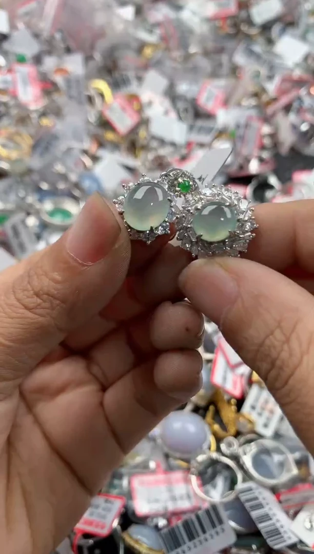 银S925镶嵌戒指翡翠15              5