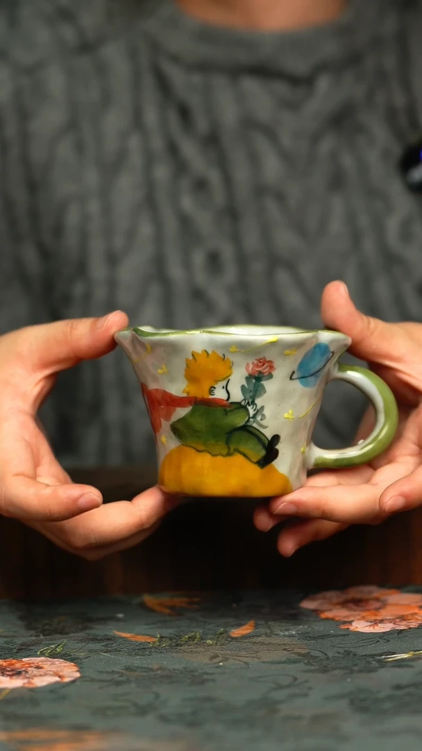 杯釉下彩手工手绘同款陶器