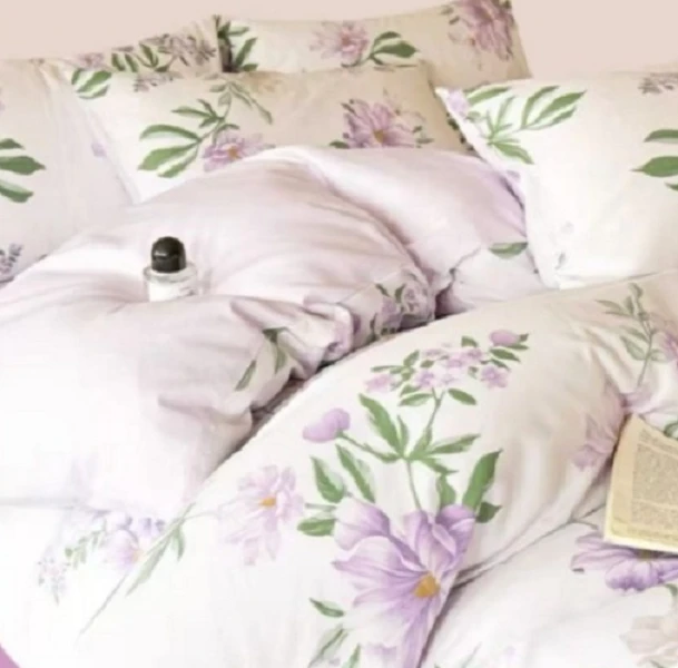 MJN门店四季款 活性印染工艺60s纯棉印花四件套 J-001 紫蔷薇