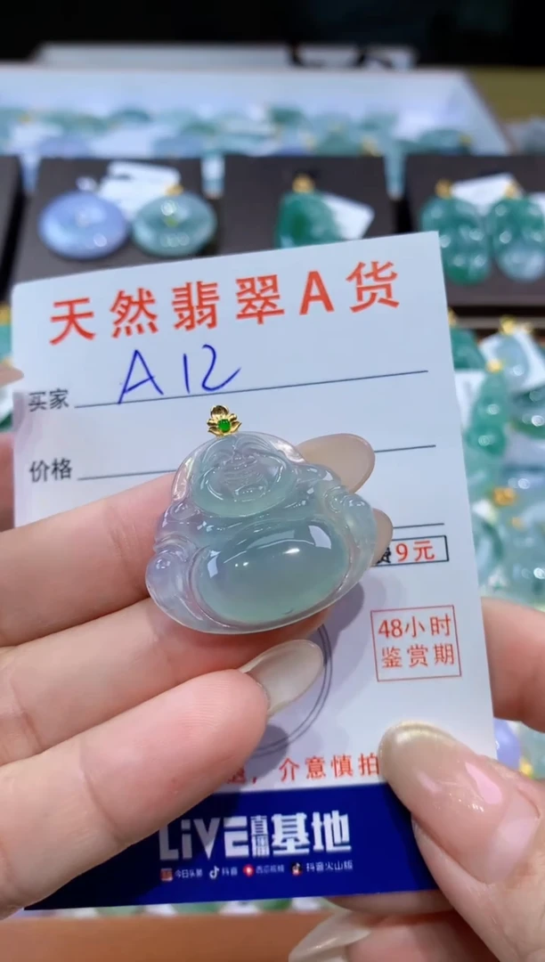 颈饰18K金镶嵌翡翠天然翡翠A货挂件