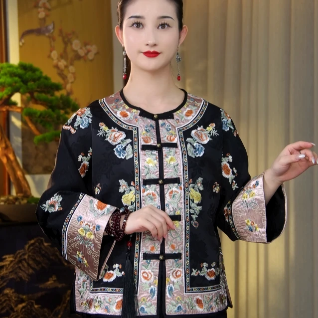 [WYZAKING]【兰·栖】新中式重工刺绣缎面提花开衫盘扣民族风外套