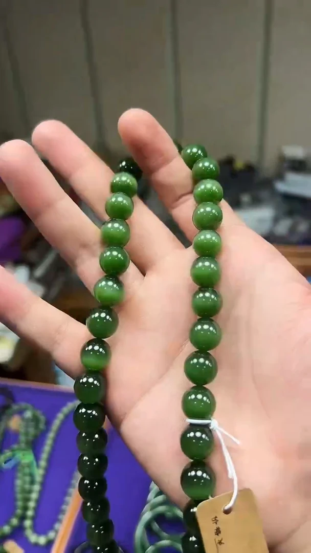 未镶嵌手串和田玉俄料猫眼项链卡12