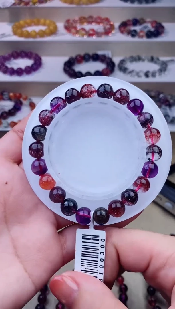 未镶嵌手链水晶黑加仑超七单圈8m+