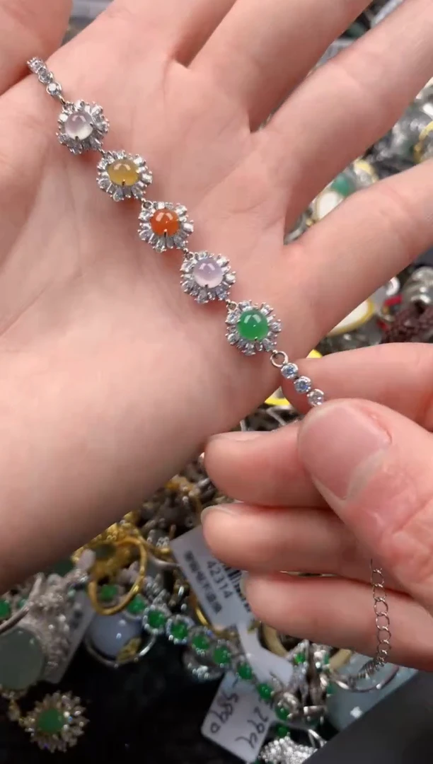 银S925镶嵌戒指翡翠222           3