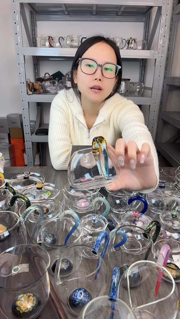 手工艺品玻璃禾器 淡然迷翠 孤品