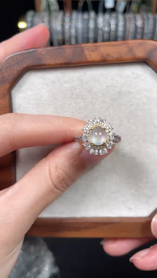 【闪购商品】翡翠戒指银S925镶嵌翡翠