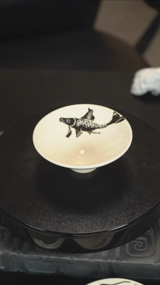 鵬磁州窑如鱼得水纹主人杯