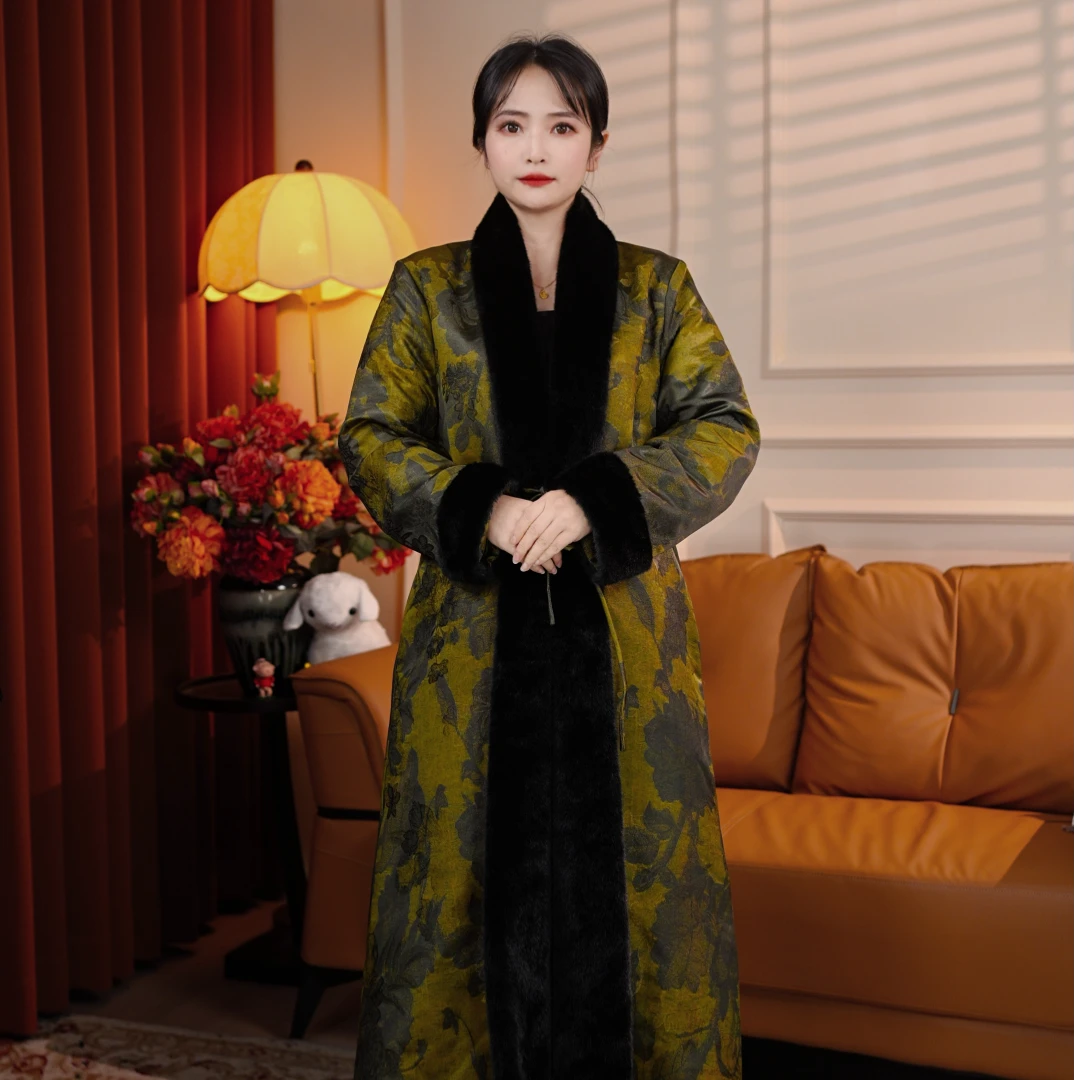 （黄珊）新款秋冬款中国风新中式宽松中长款秋冬外套