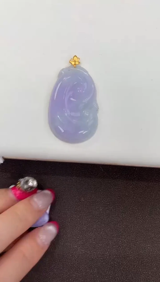 颈饰18K金镶嵌翡翠天然缅甸a货翡翠