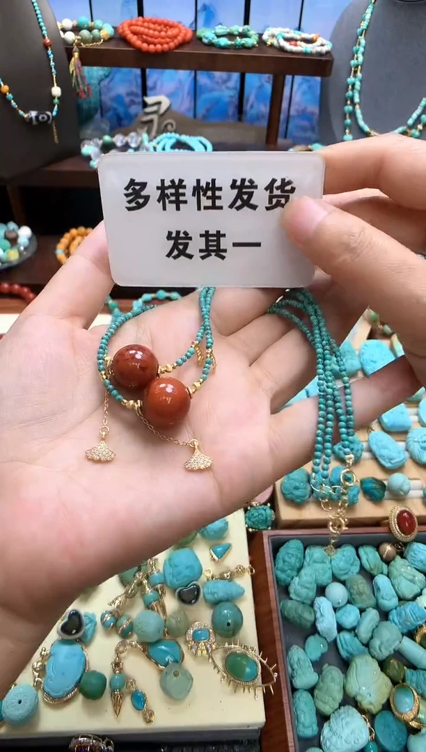颈饰银S925镶嵌南红玛瑙南瓜锁骨链