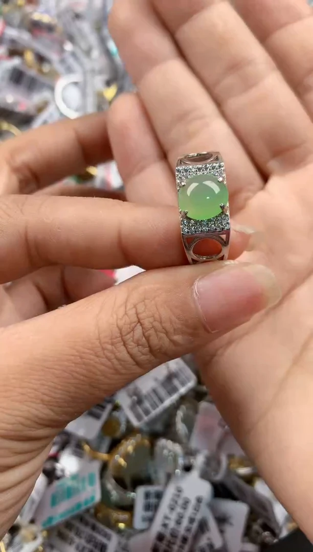 银S925镶嵌戒指翡翠888----1